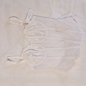 Elomi Off White Mesh Leaf Pattern Bustier Bridal Style 8202 Size 36DD